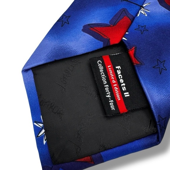 Jerry Garcia 100% Silk Star Spangled Patriotic Men's Tie, Red/White/Blue Stars - Picture 7 of 9